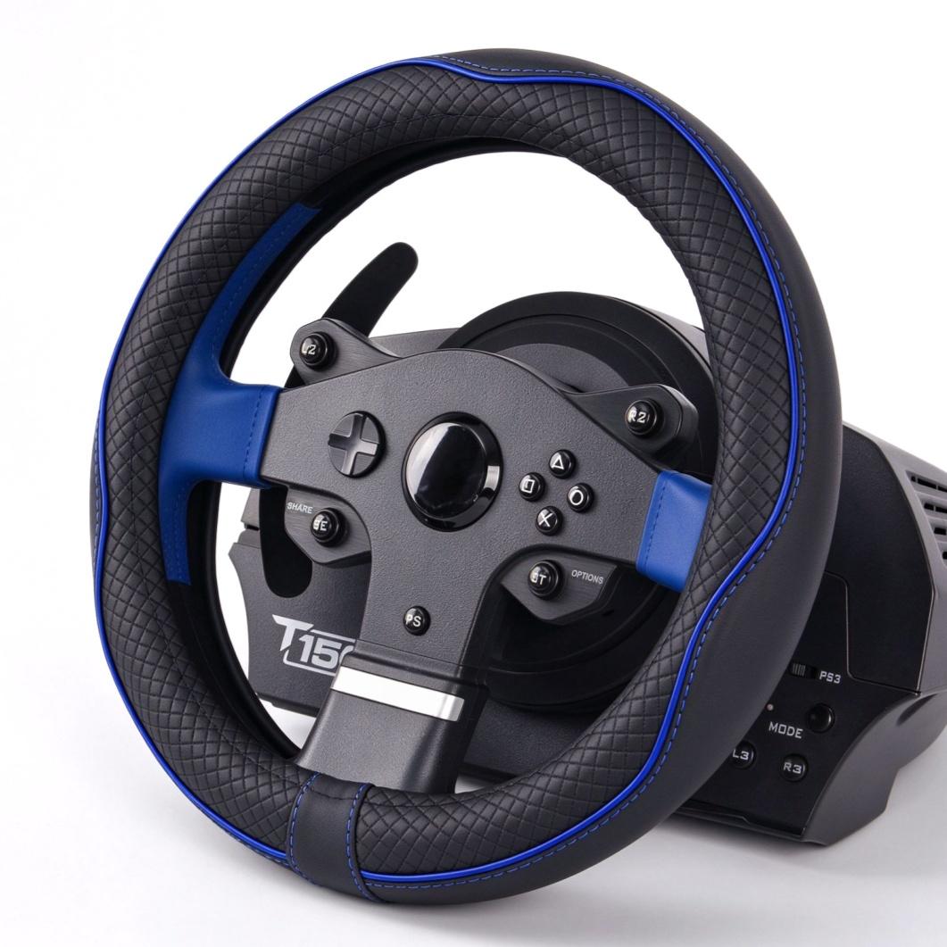11 Inch Sim Racing Steering Wheel Cover, Slip-On Microfibre Leather Non-Slip Protective Rim Skin for Simulator Steering Wheel